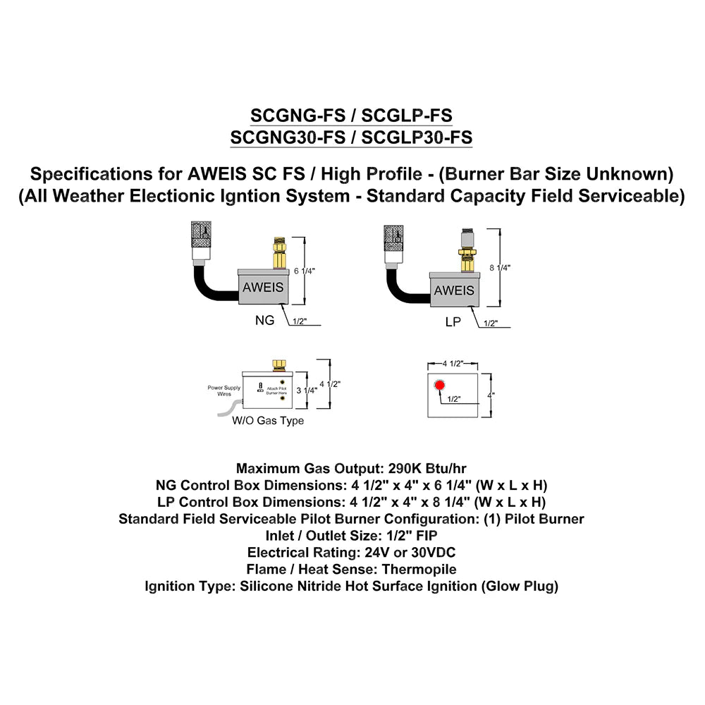 Fire by Design SCG-FS Field Serviceable Standard Capacity AWEIS Electronic Gas Fire Pit Ignition System